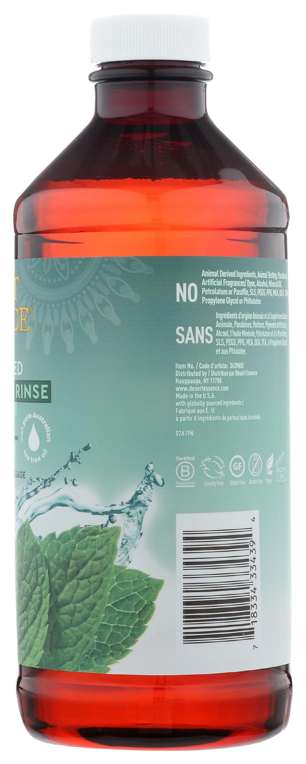 Desert Essence comparación de tamaño 15.8 fl oz para referencia