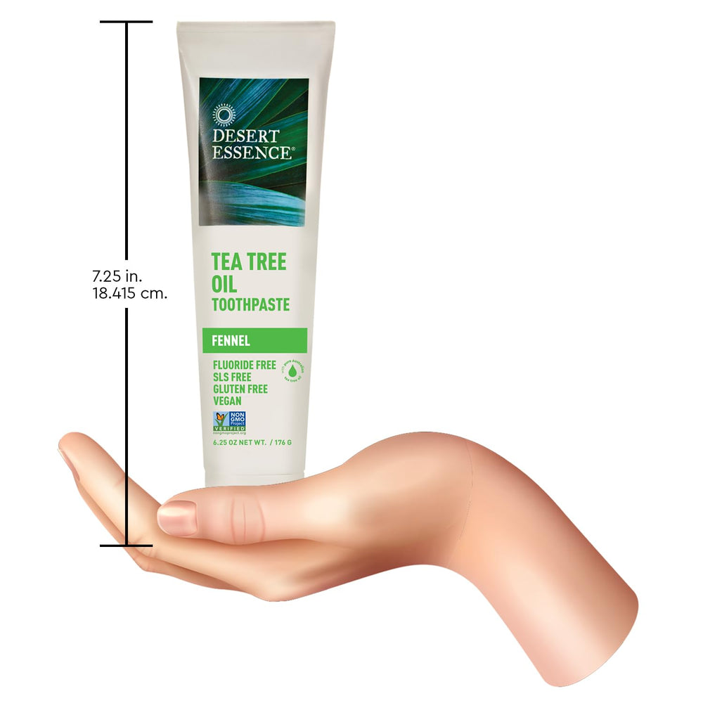 Desert Essence comparación de tamaño del tubo para referencia de contenido