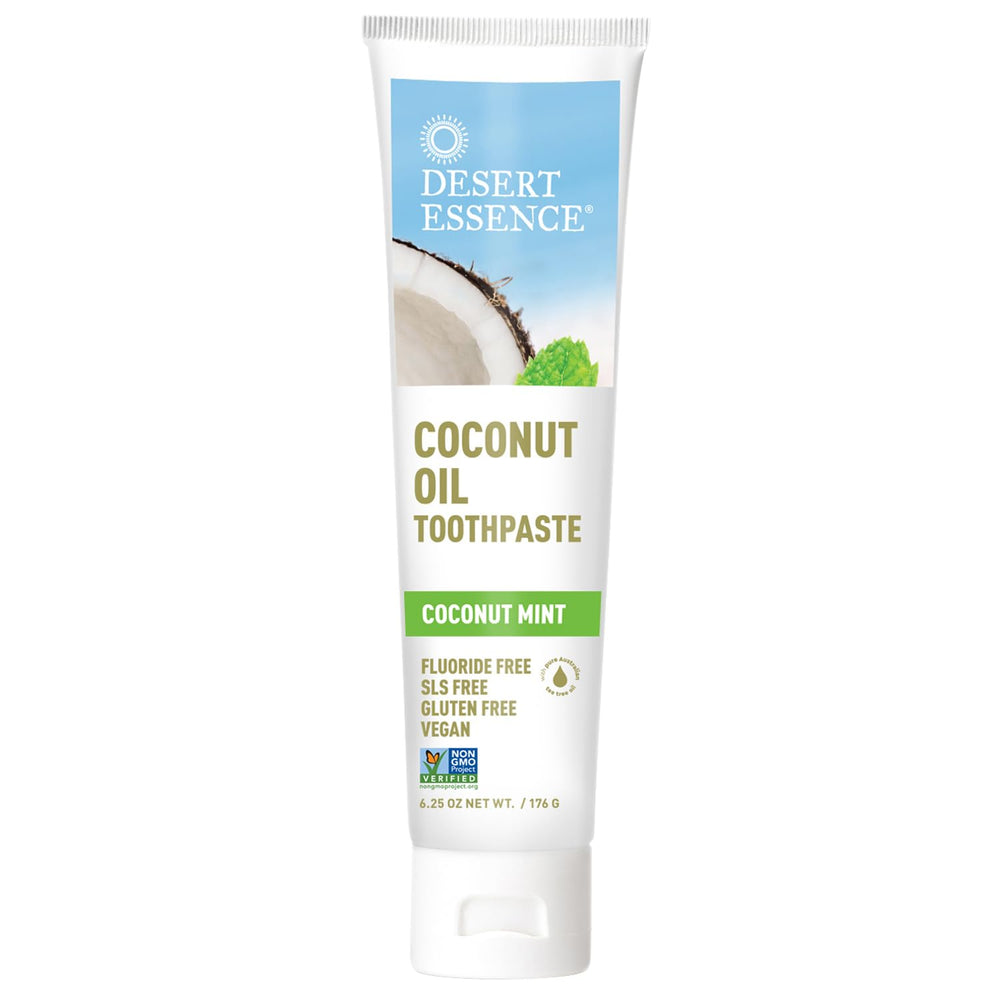 Desert Essence familia usando pasta dental resaltando seguridad y versatilidad