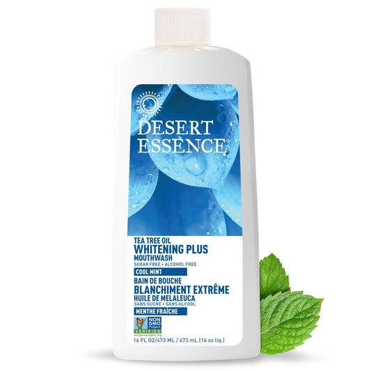 Desert Essence frontal del envase mostrando diseño y tamaño beneficioso