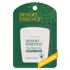 Desert Essence envase abierto mostrando el carrete de hilo, fácil acceso rápido