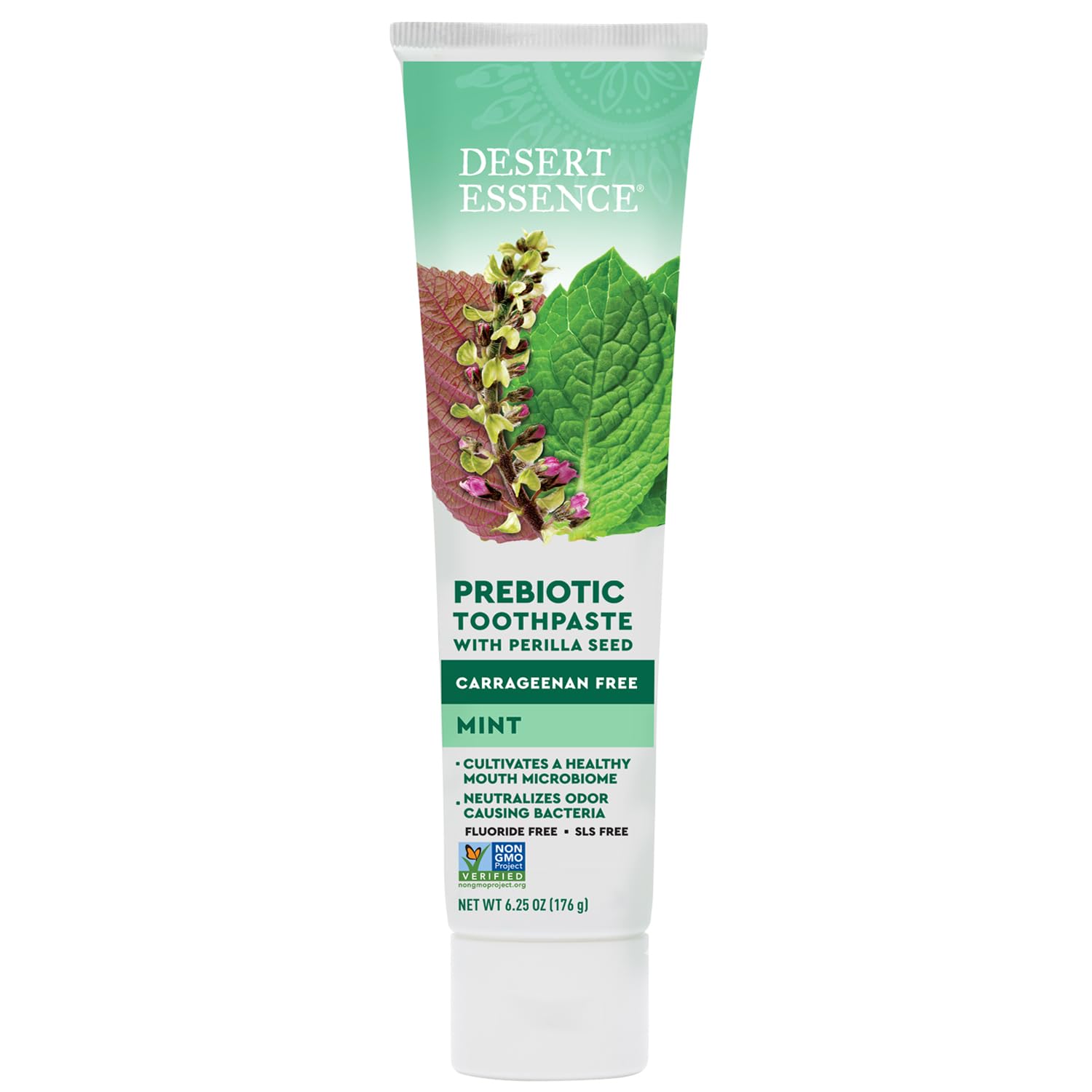 Desert Essence textura de la pasta en primer plano, muestra consistencia suave y natural