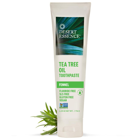 Desert Essence tubo frontal mostrando la marca y producto para elección rápida