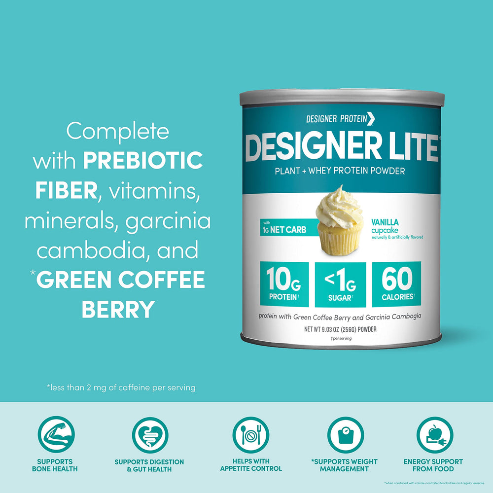 Designer Wellness batido servido en vaso listo para consumo y aporte de proteína