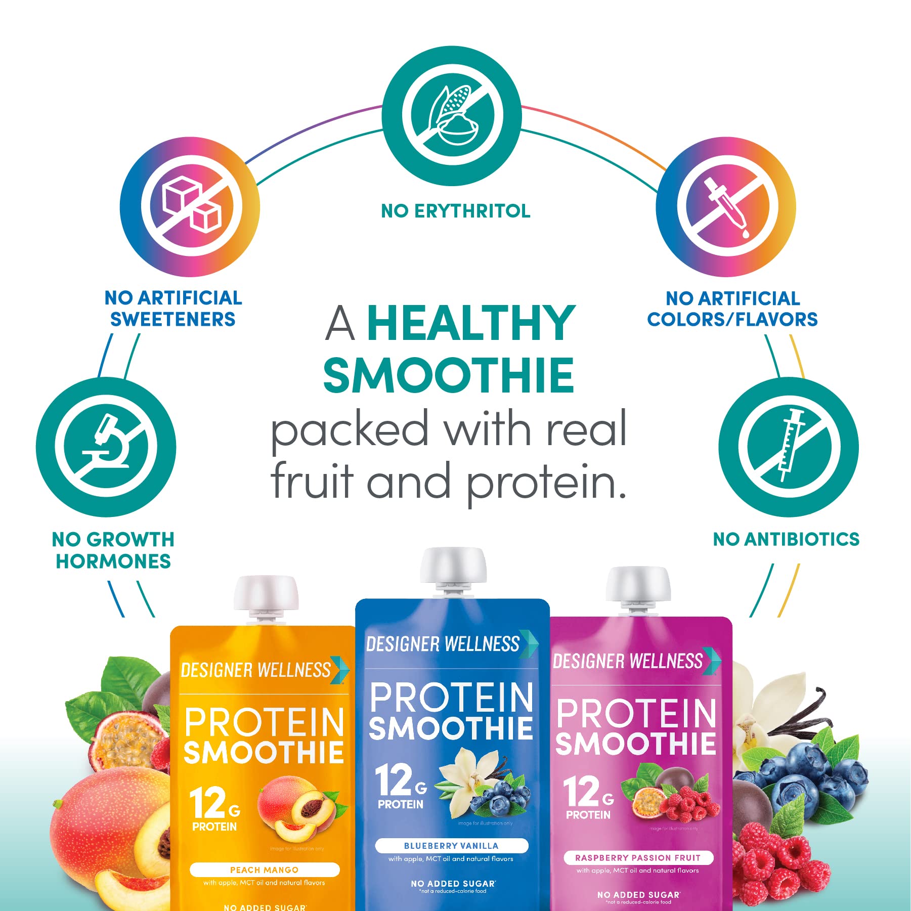 Etiqueta de Designer Wellness con lista de ingredientes, transparencia y confianza