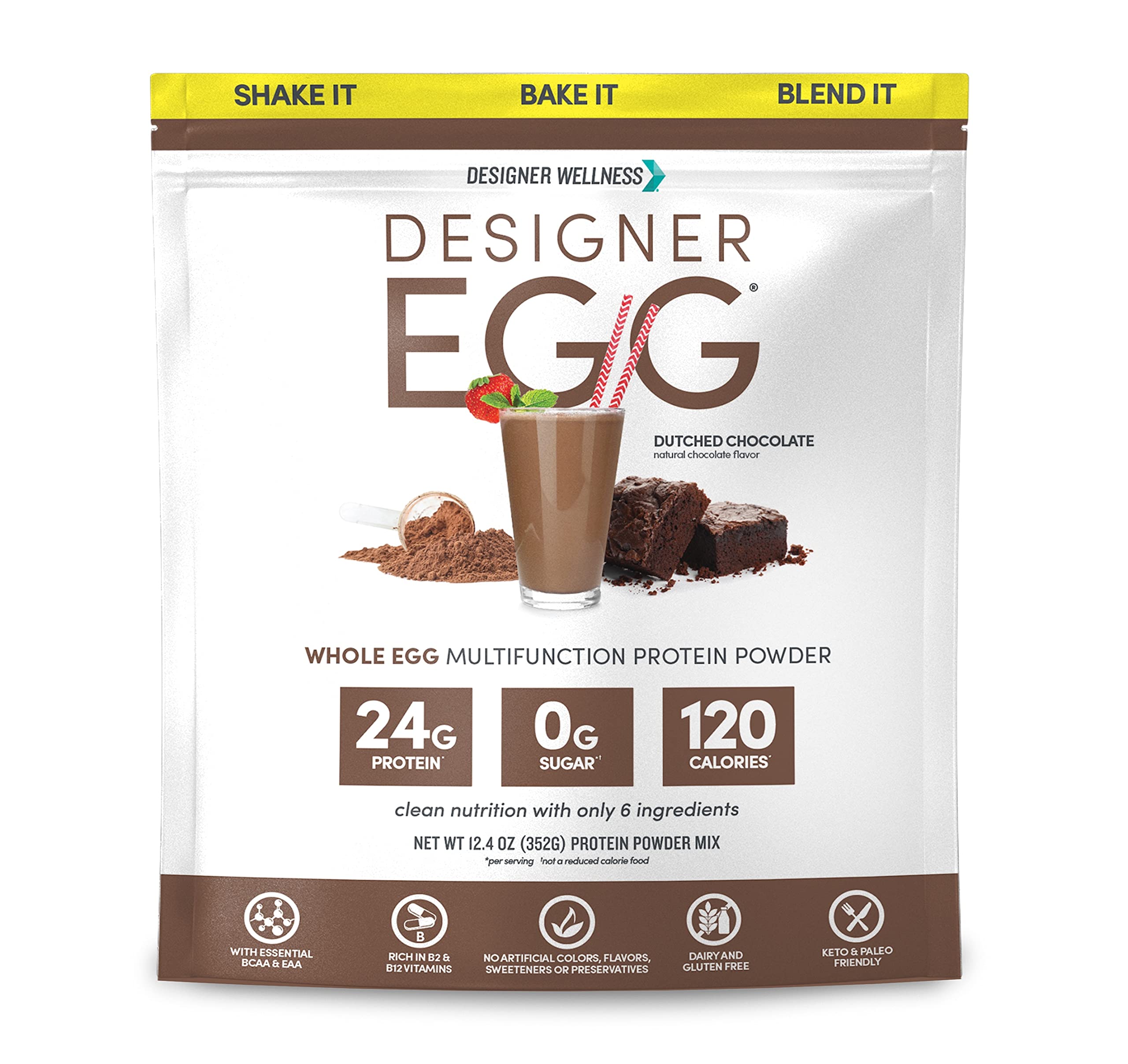 Designer Wellness frente del empaque mostrando chocolate y tamaño
