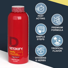 Detoxify botella con sticker incluido realzando identidad de marca