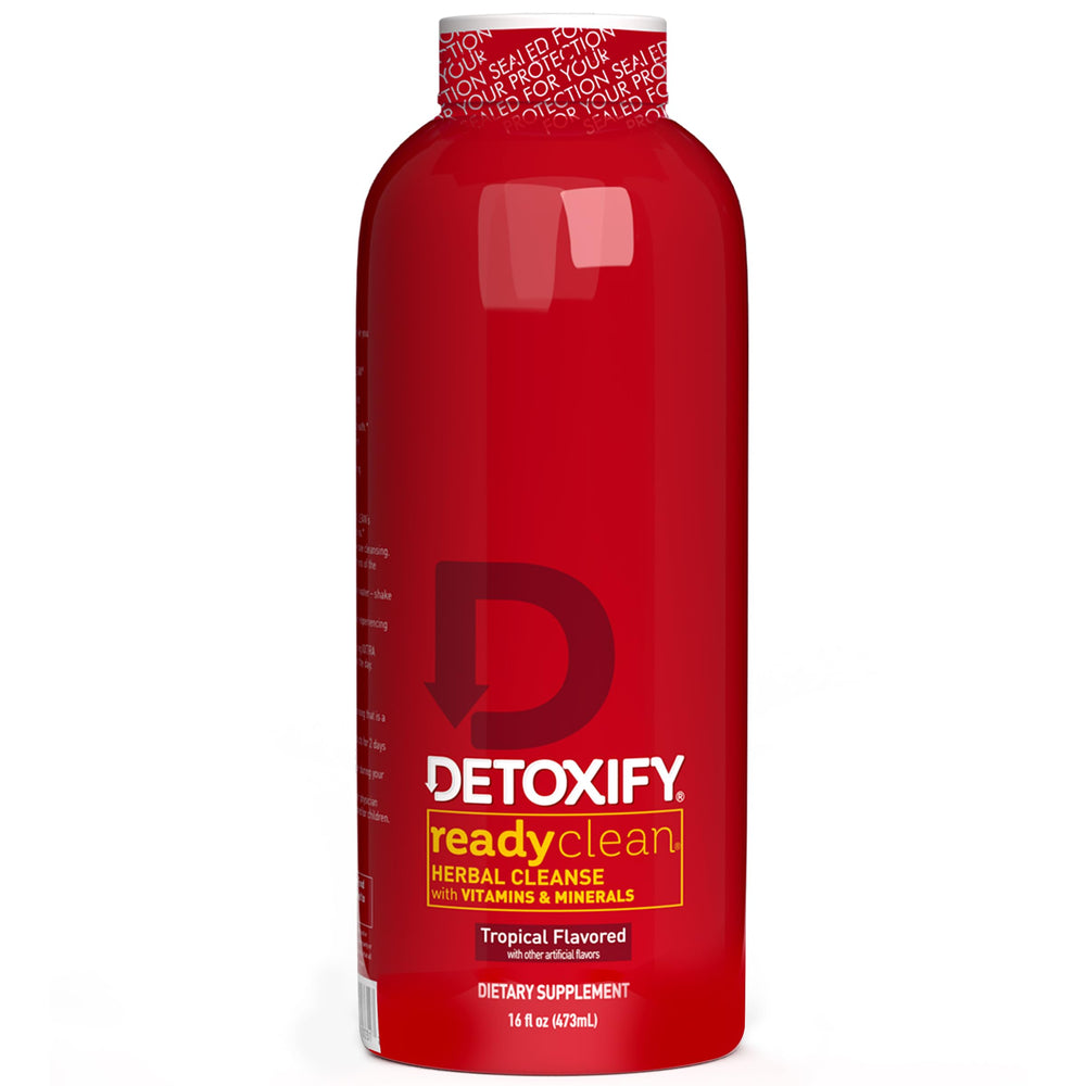 Detoxify botella frontal 16 oz mostrando diseño y tamaño beneficios prácticos
