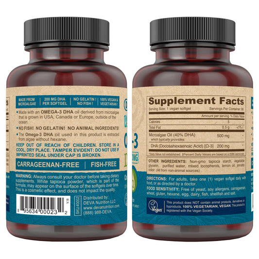 DEVA DHA bote vegano: presentación conveniente para consumo diario