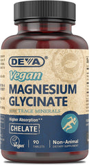DEVA envase frontal de magnesio glicinato mostrando información clave y pureza