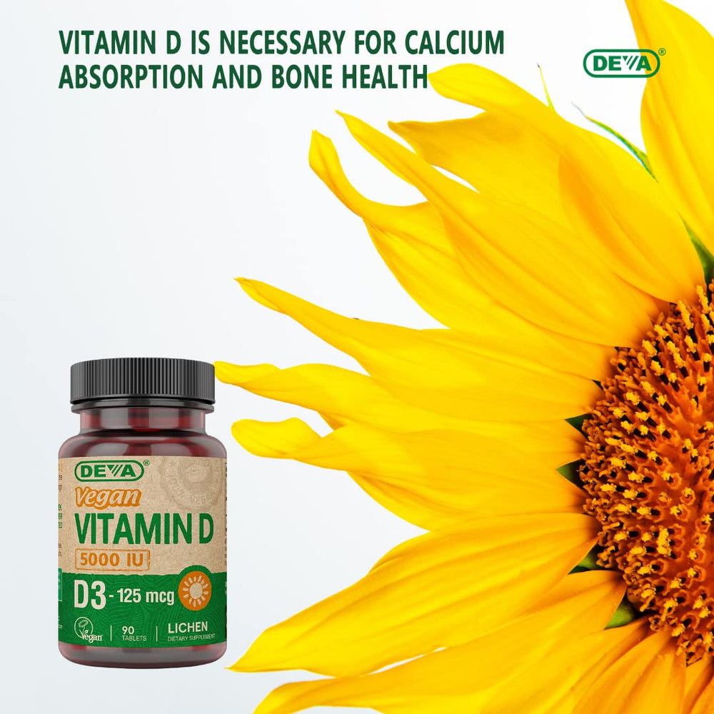 DEVA frasco junto a comida grasa que indica mejor absorción