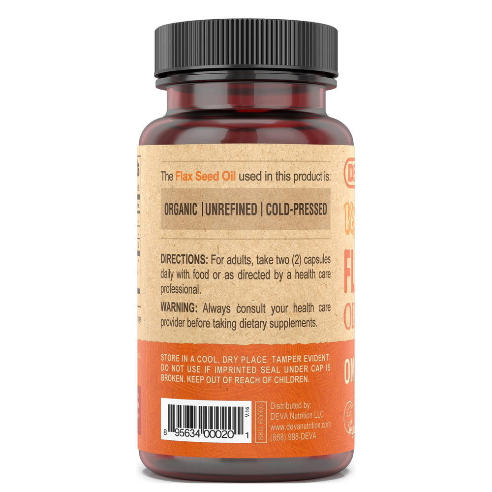 DEVA aceite de lino prensado en frío en plato, aspecto natural y sin refinar
