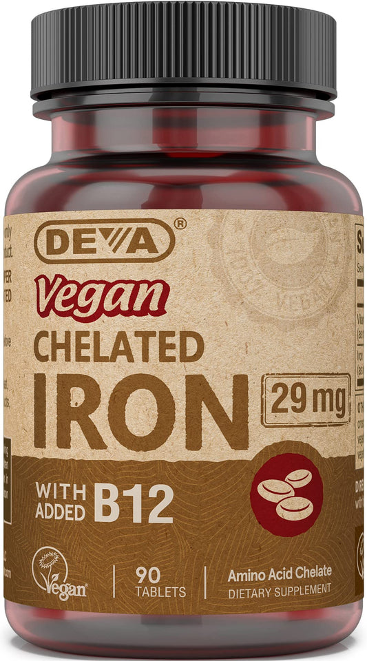DEVA hierro quelado tabletas 90 para dieta vegana, alta biodisponibilidad
