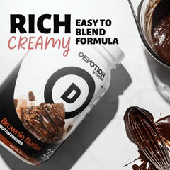 Batido cremoso preparado con Devotion Brownie Batter listo para beber y disfrutar
