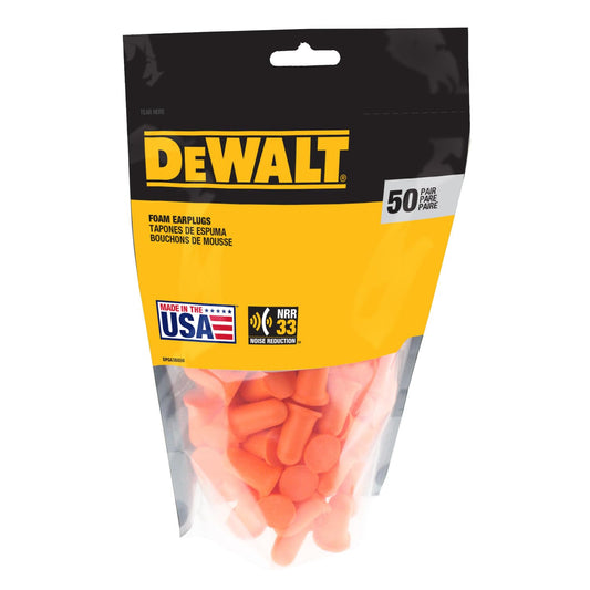 DEWALT paquete frontal 50 pares mostrando conveniencia y almacenamiento