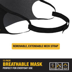 DEWALT mascarilla en mano mostrando la escala y talla universal