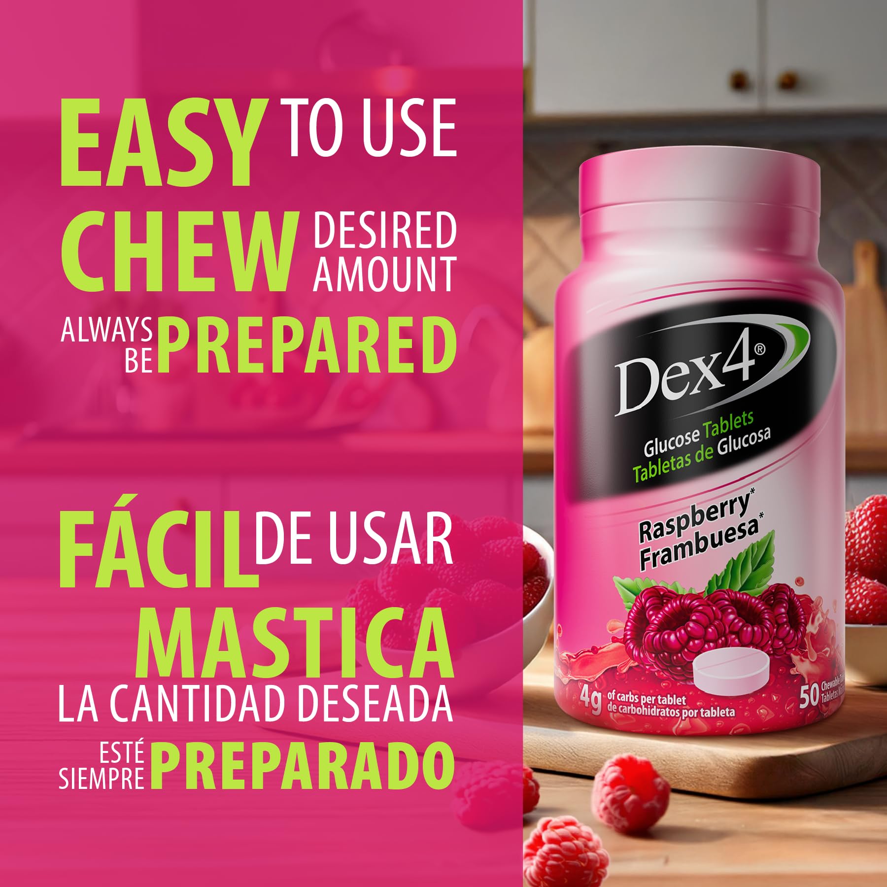 Dex4 etiqueta nutricional detalle transparencia y dosis por tableta