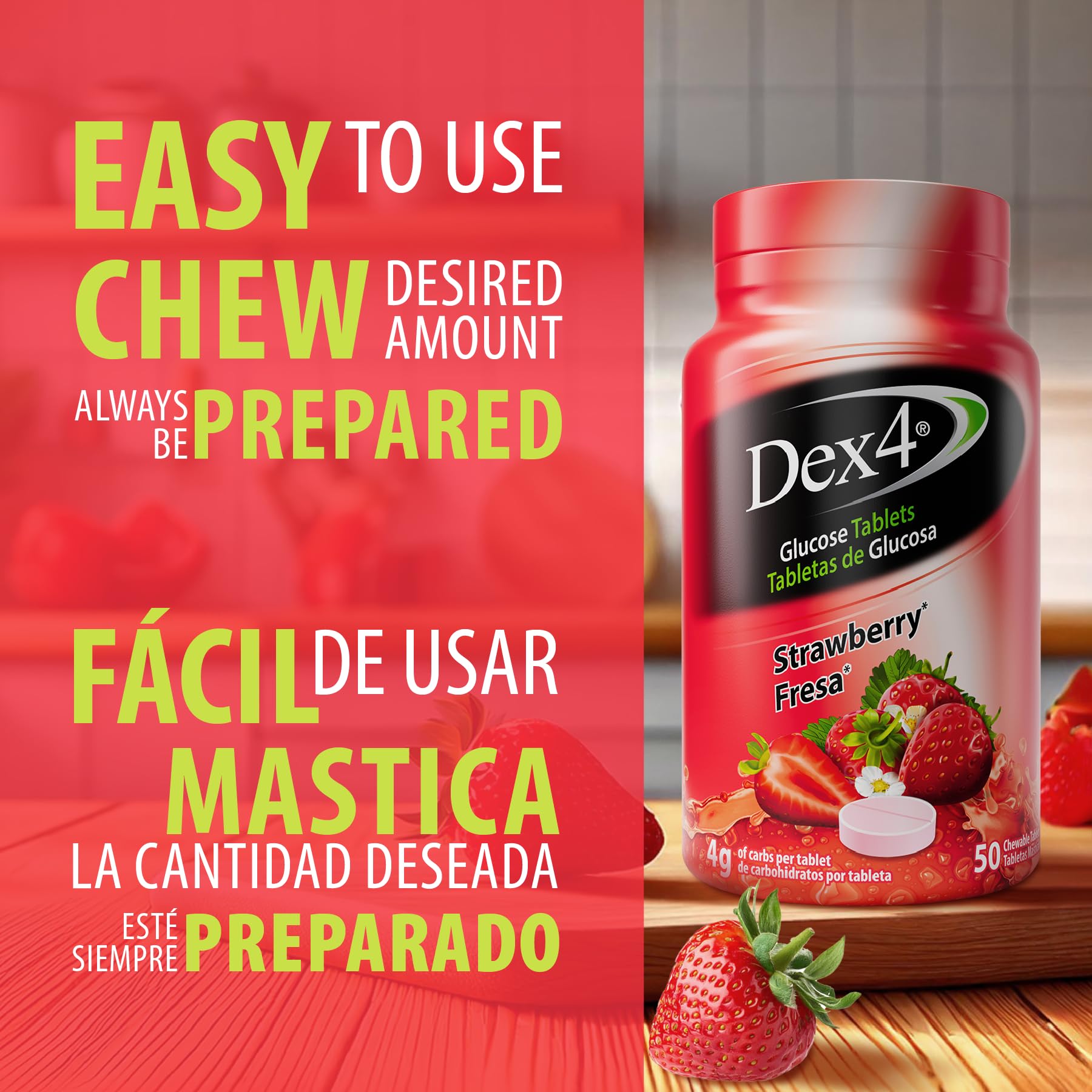 Dex4 etiqueta nutricional visible con información por tableta