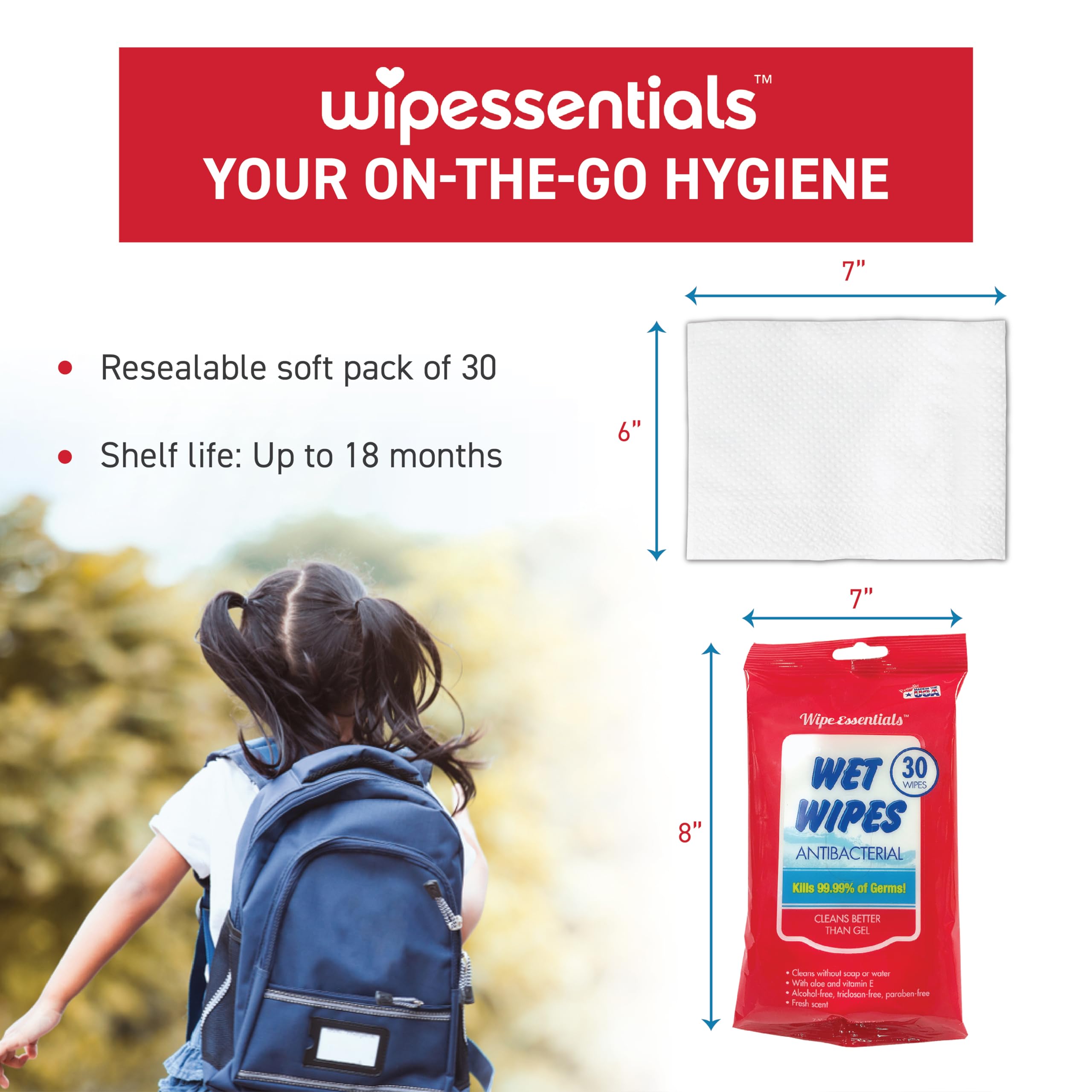 Diamond Wipes paquete individual sellado, mantiene la humedad y frescura
