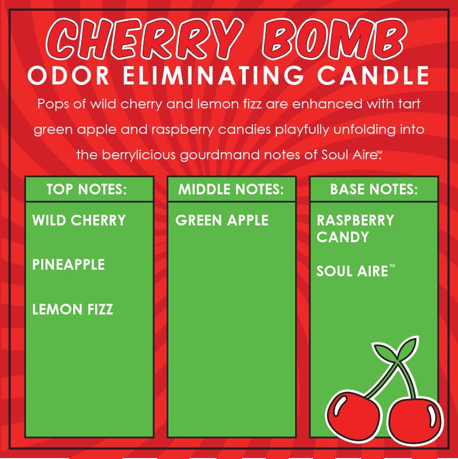 Comparación de tamaño de la vela Cherry Bomb de 12 oz de Dianne's Custom Candles junto a objetos cotidianos