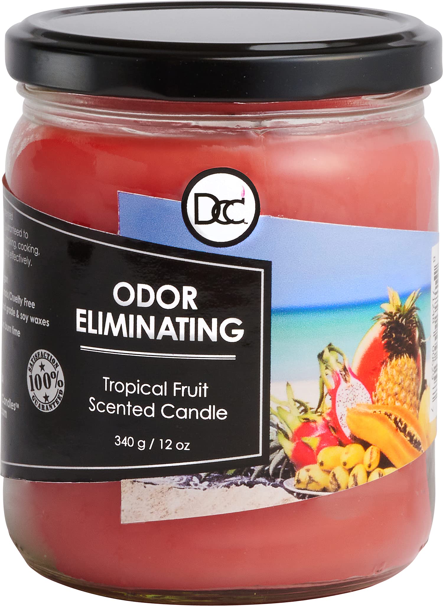 Dianne's Custom Candles vela frente mostrando diseño y beneficio aroma potente