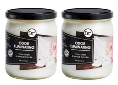 Dianne's Custom Candles frontal del empaque mostrando aroma Fresh Linen y beneficios