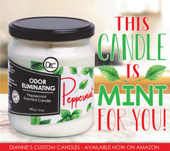 Dianne's Custom Candles vela en cocina neutralizando olores tras cocinar