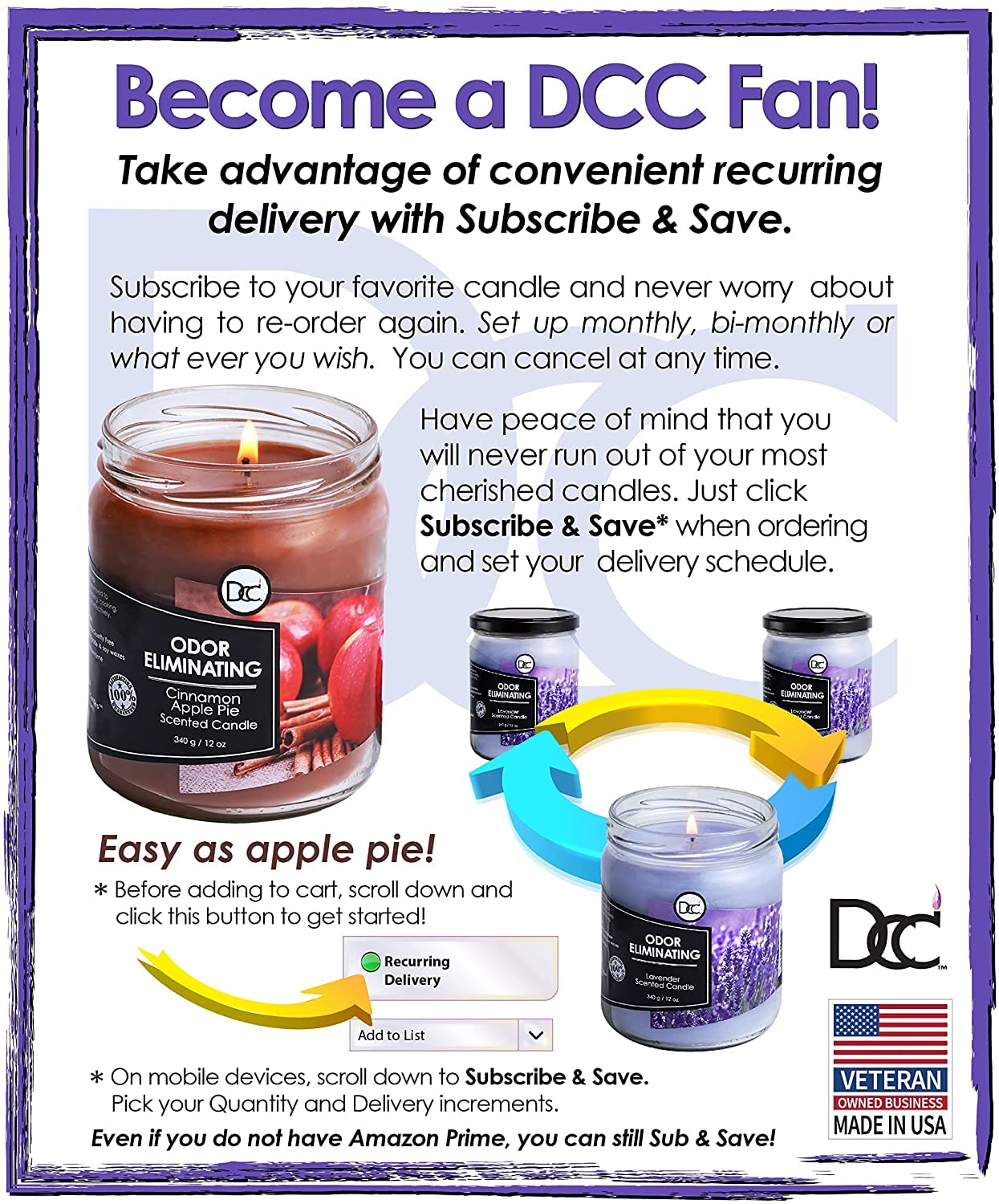 Dianne's Custom Candles vela en sala creando ambiente fresco y acogedor