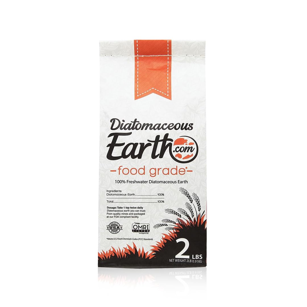 DiatomaceousEarth frente del empaque mostrando 2 lbs y beneficios orgánicos