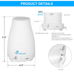 Diffuserlove comparado con una taza para escala de tamaño, portátil y compacto