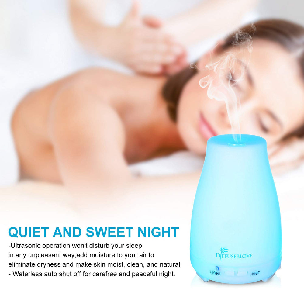 Diffuserlove luces LED en siete colores encendidas, personaliza la atmósfera