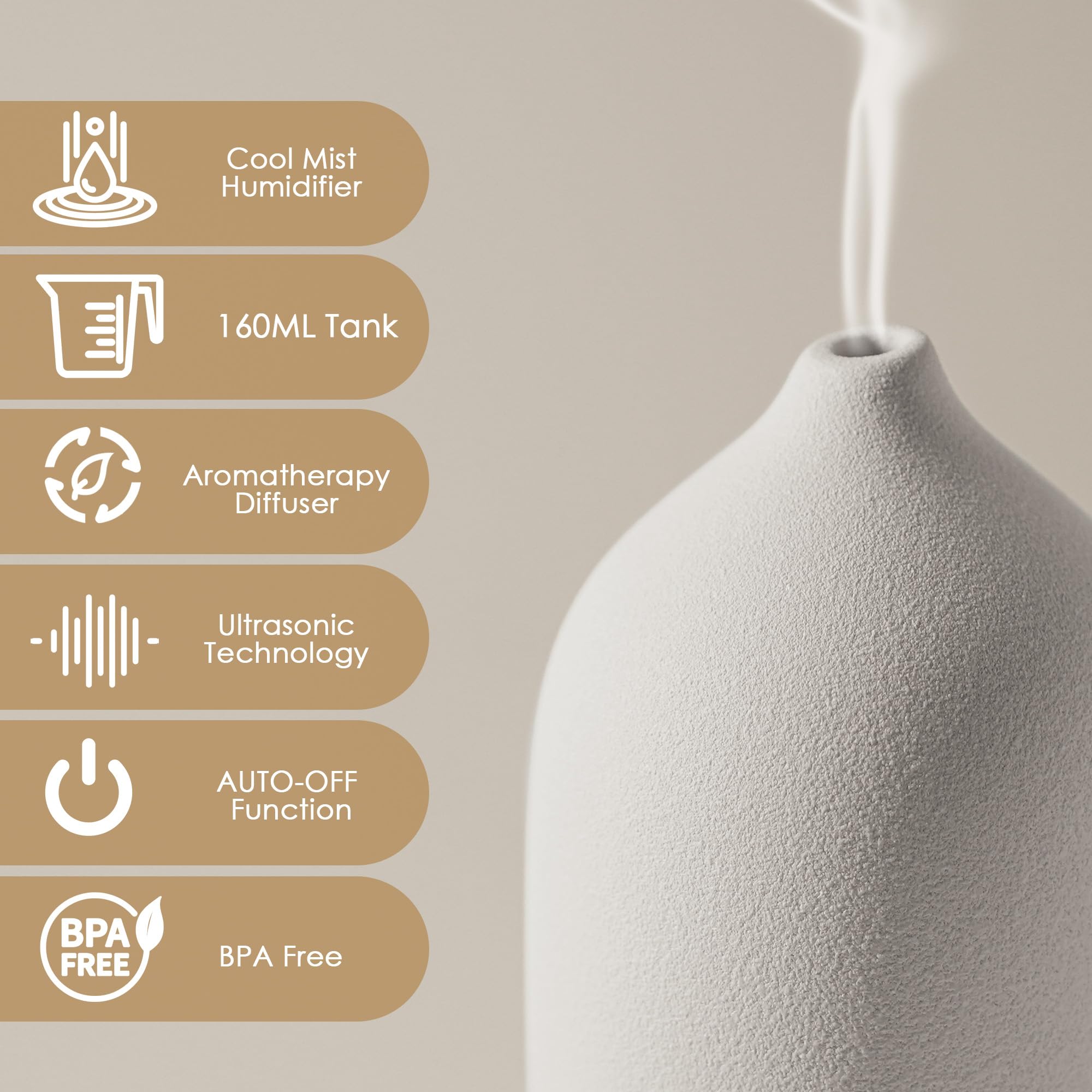 Diffuserlove generando niebla fría en dormitorio, ambiente relajante