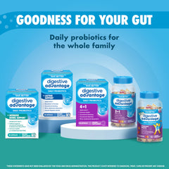 Etiqueta de Digestive Advantage con lista de enzimas y beneficios visibles para confianza