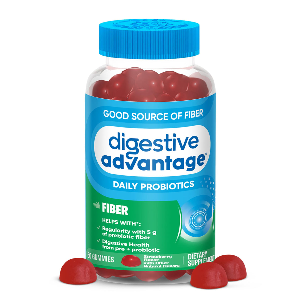Digestive Advantage frasco frontal mostrando la marca y beneficios visibles