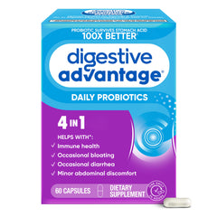 Digestive Advantage empaque frontal mostrando cápsulas y beneficios