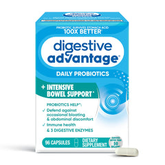 Digestive Advantage envase frontal mostrando 96 cápsulas y beneficio de soporte digestivo