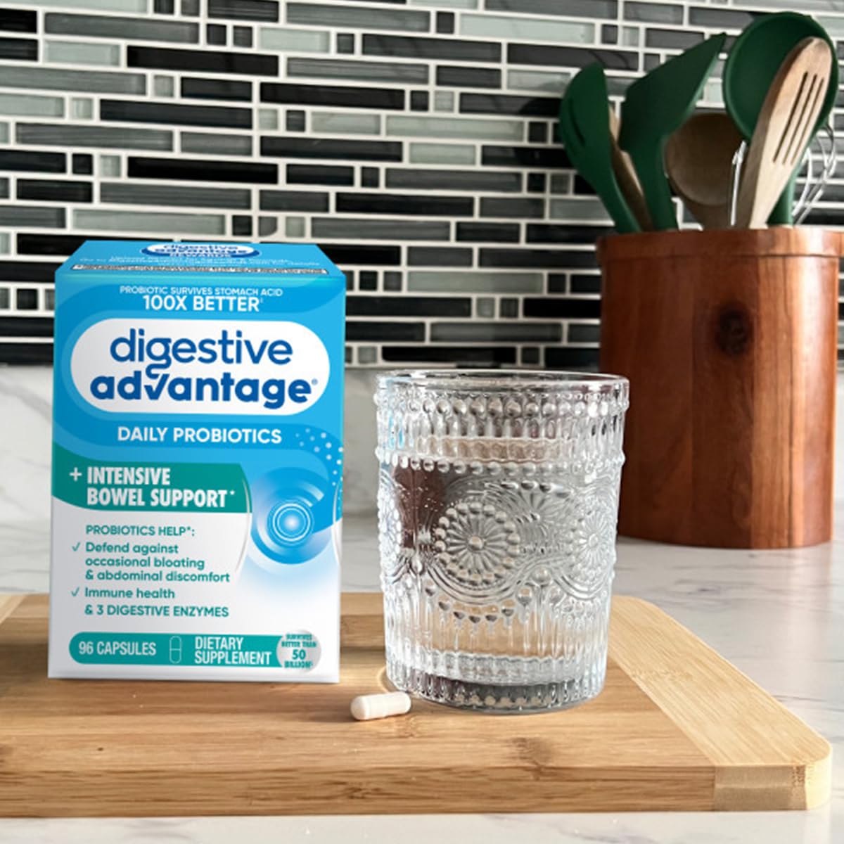 Digestive Advantage close-up de información y garantías del producto