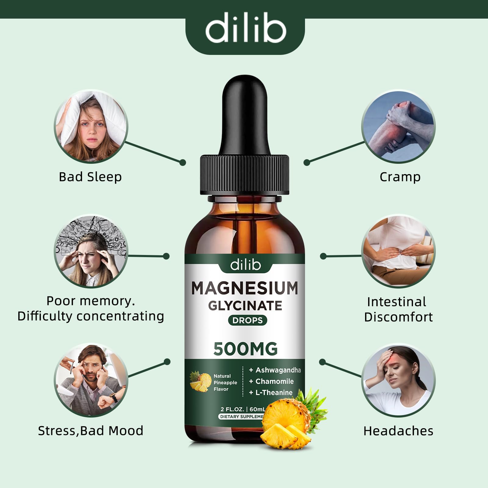 dilib etiqueta con lista de ingredientes y concentraciones clave