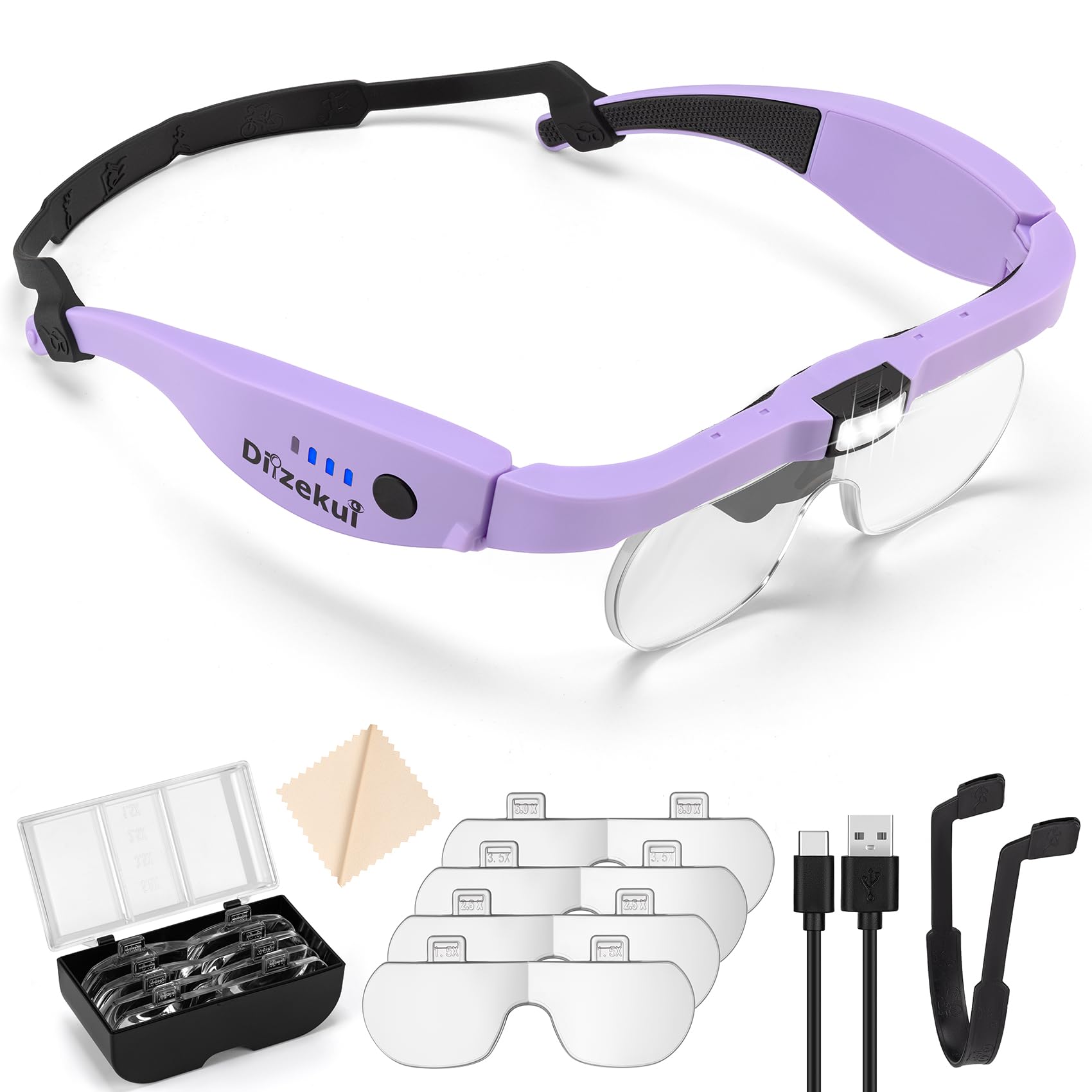 Dilzekui vista frontal con lentes instaladas y uso manos libres