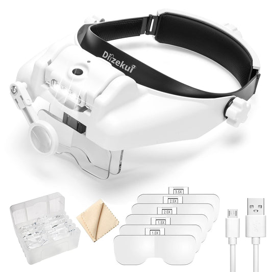 dilzekui vista frontal de la diadema con lentes para trabajo preciso
