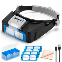 Dilzekui gafas lupa frontal con luz LED para visibilidad precisa