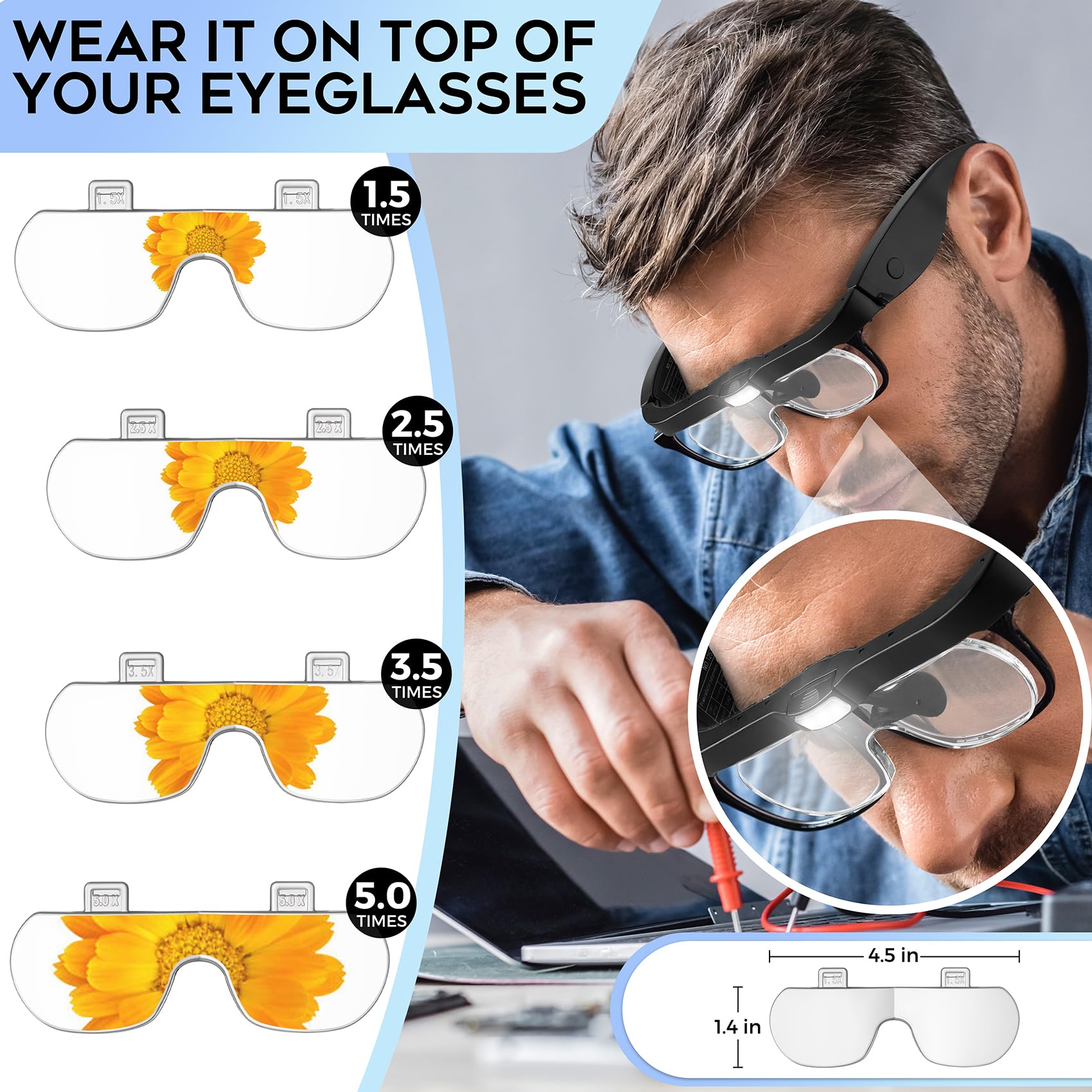 Dilzekui lentes acrílicas individuales en fila y variedad de aumentos