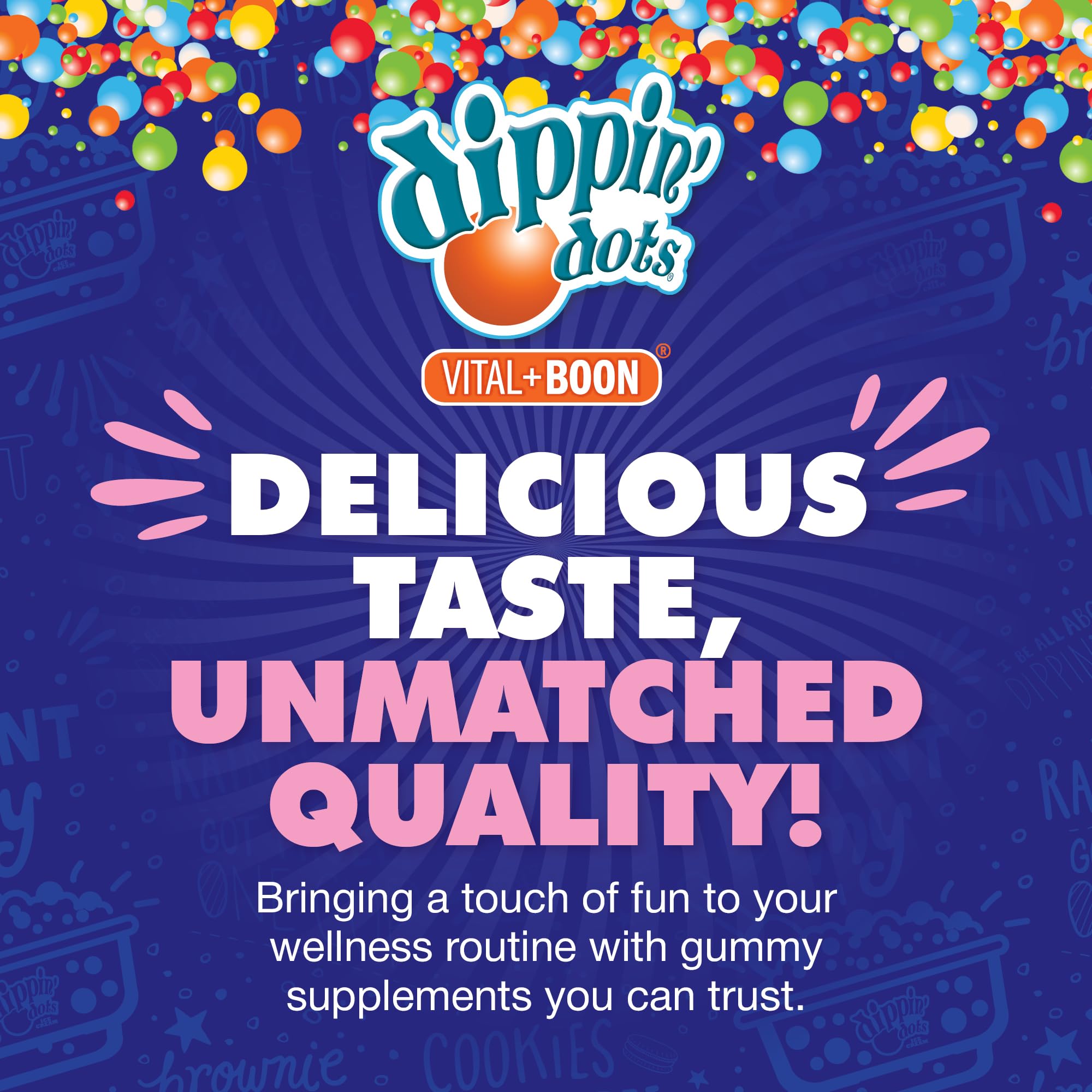 Vital+Boon producto en ambiente relajado Dippin' Dots, estilo de vida y descanso