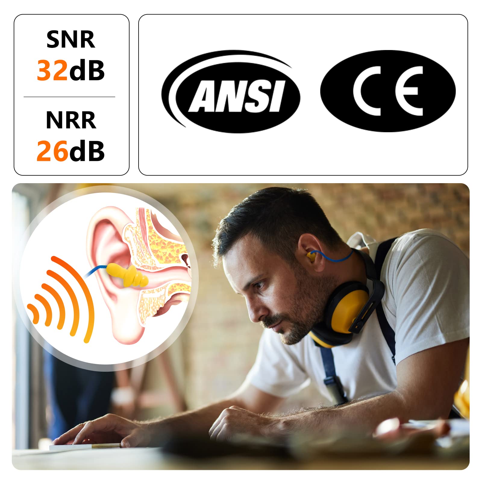 Dison par de tapones con cordón listo para uso y fácil acceso