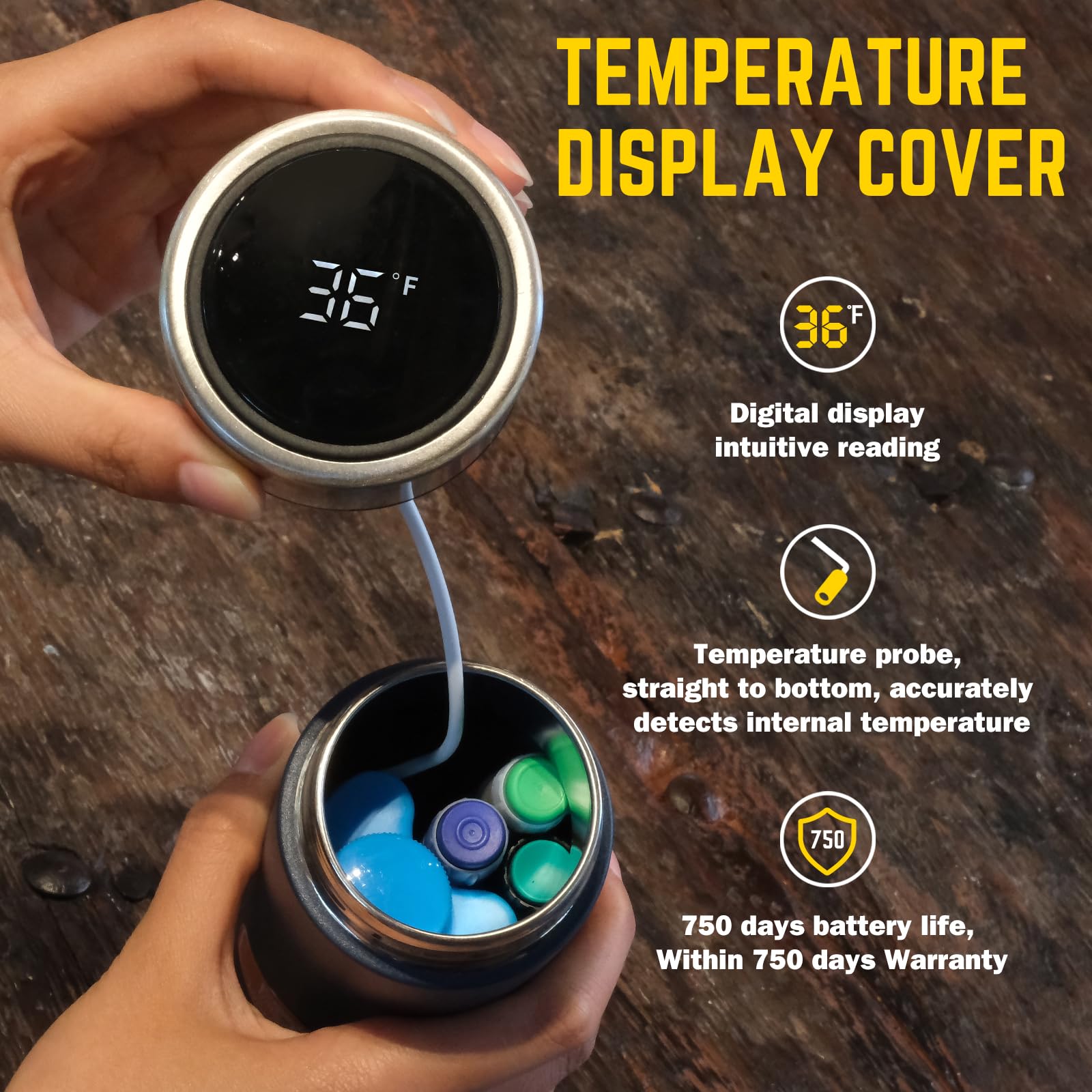 DISONCARE pantalla digital táctil mostrando temperatura precisa