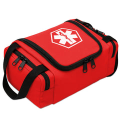 Dixie EMS bolsa frontal roja mostrando cierre y forma, facilita transporte