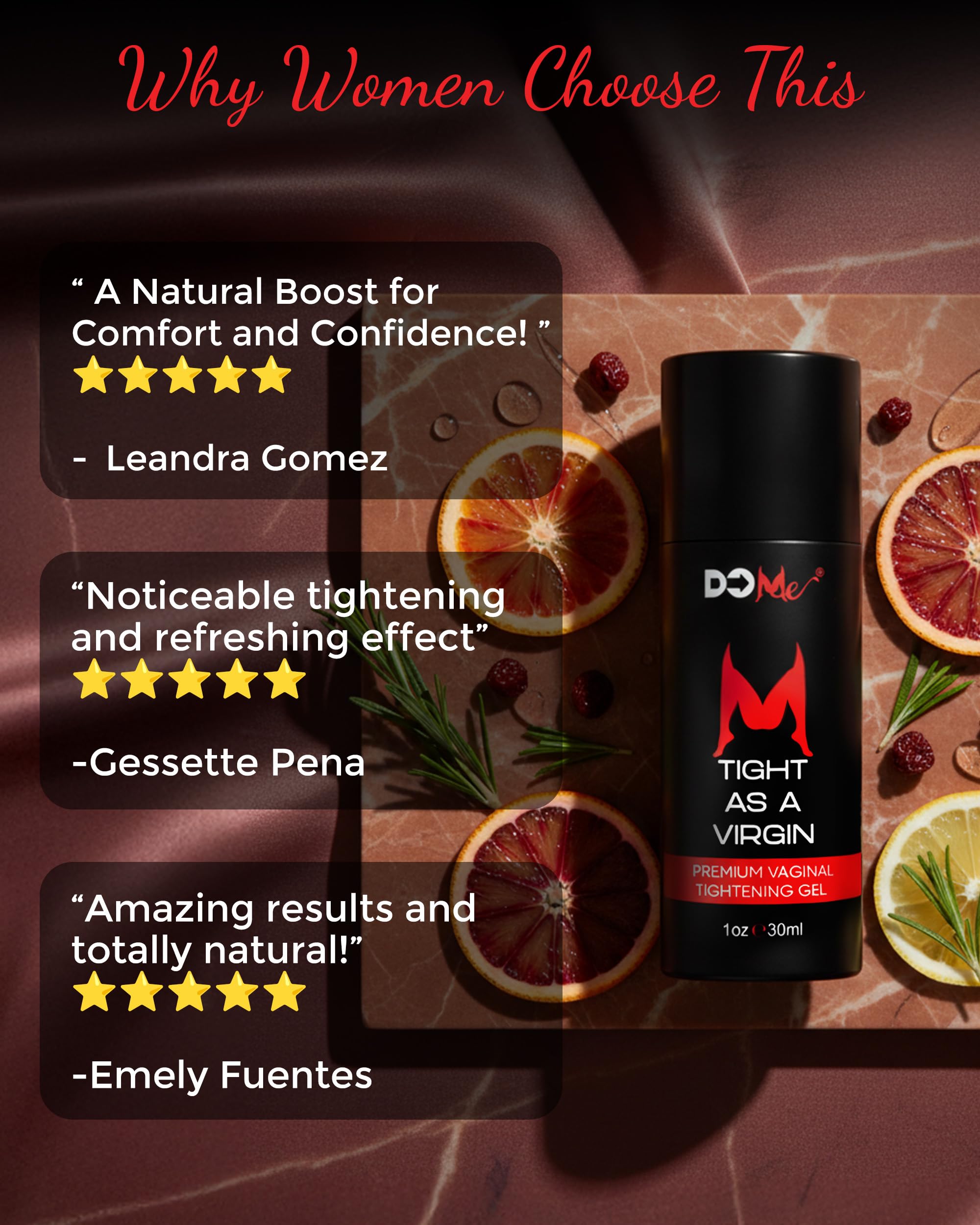 Do Me ingredientes naturales como hamamelis y Manjakani, soporte astringente