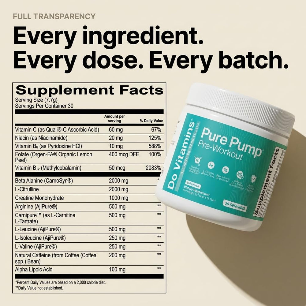 Do Vitamins comparación de tamaño y porción para 30 tomas por envase