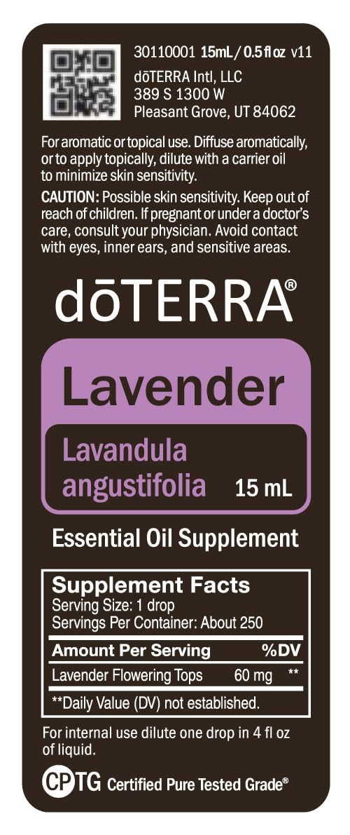 doTERRA etiqueta legible con nombre y origen visible