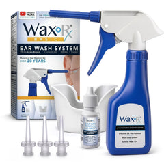Doctor Easy frontal del kit Wax-Rx mostrando botella y empaques, limpieza profesional a domicilio